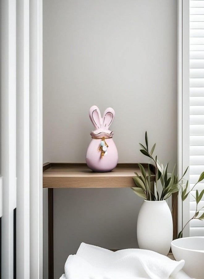 SUSOYAOCHEN Rabbit Shaped Ceramic Storage Jar, Ceramic Jewelry Trinket Box, Storage for Ring Necklace Bracelet Earrings Rings Specie and Accessories (Pink) - Image 5